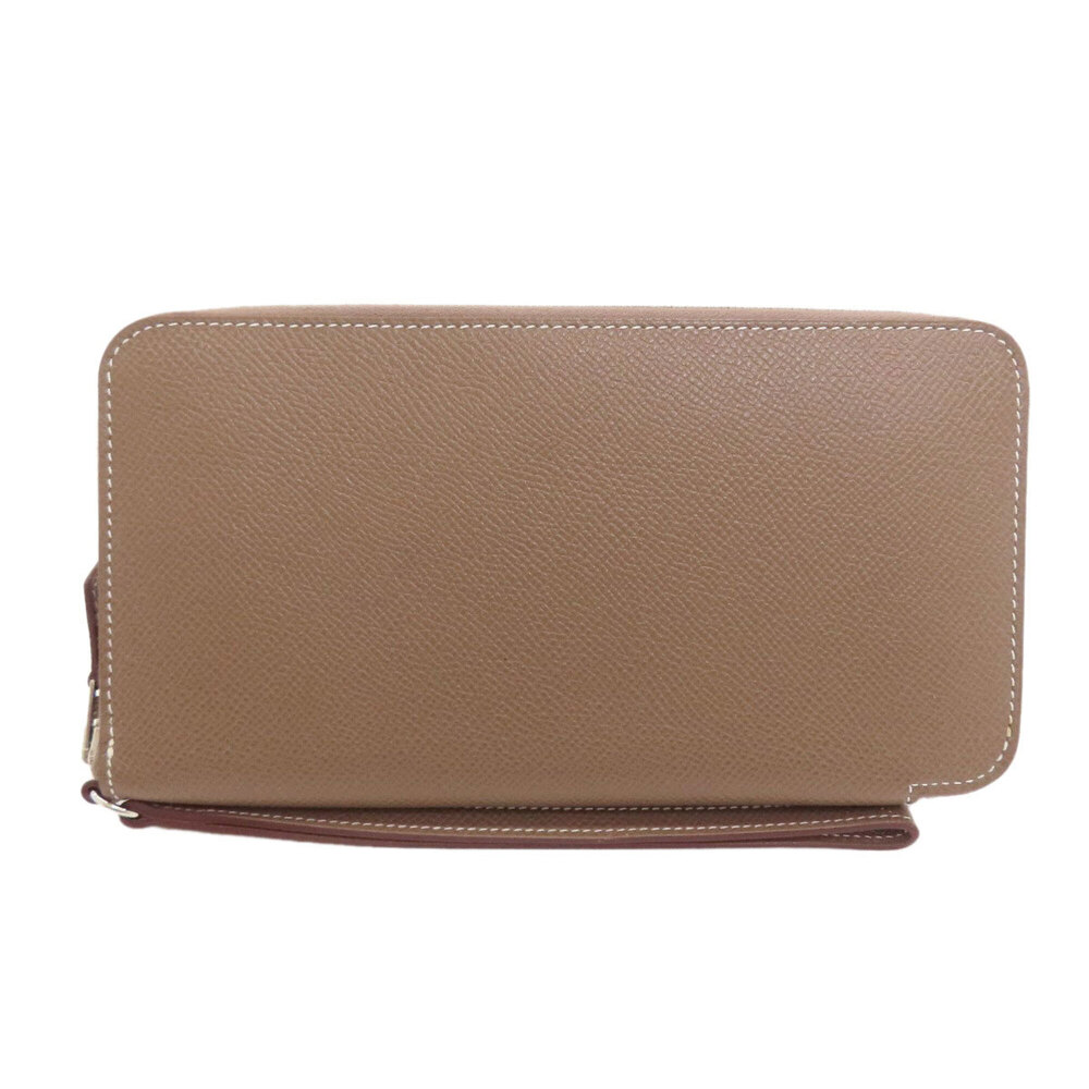 Hermes Azap Dragonne Long Etoupe Silver Hardware Wallet Epsom Leather Women's...